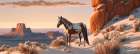 Horse and desert formations.  (AI Generated) Art Print
